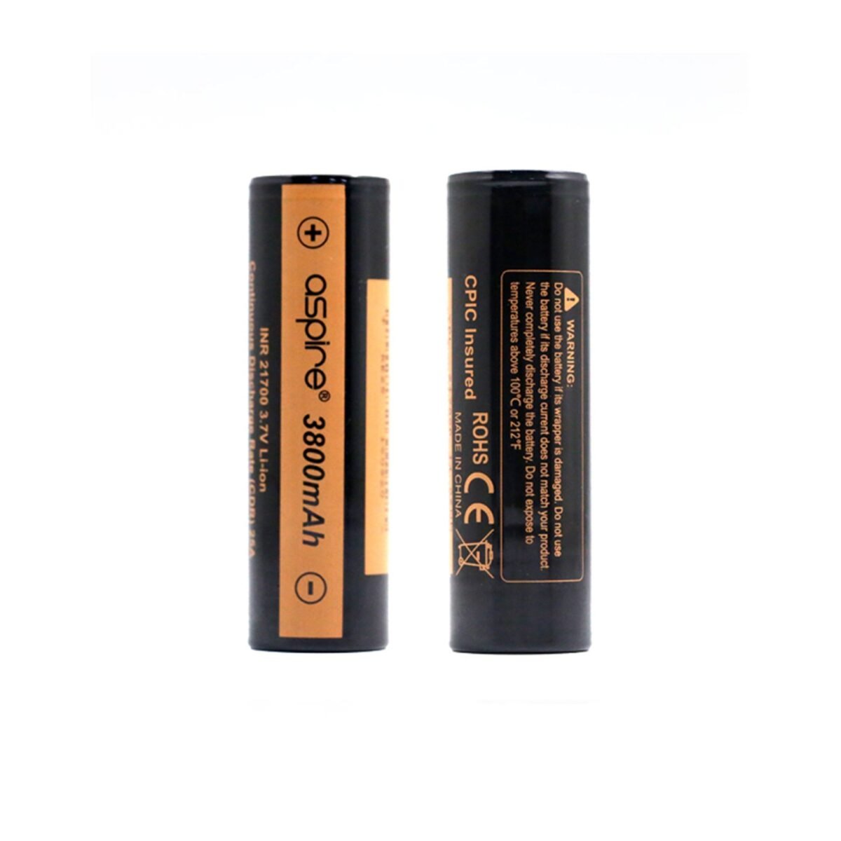 Aspire 21700 3800mAh battery for vape mods, high-capacity rechargeable power cell available at myvape Ireland